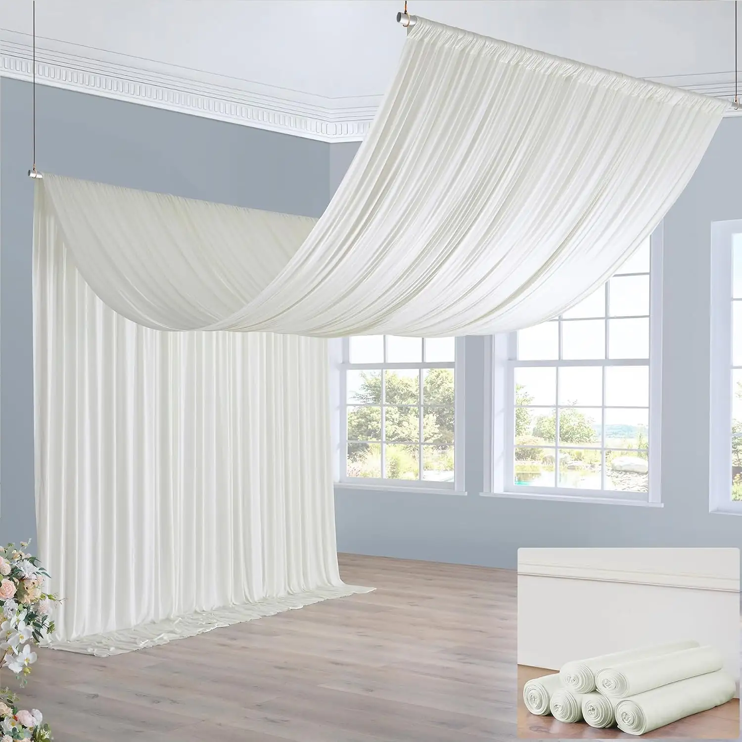 Ivory Ceiling Drapes 30ft 20ft,… — Photo 1