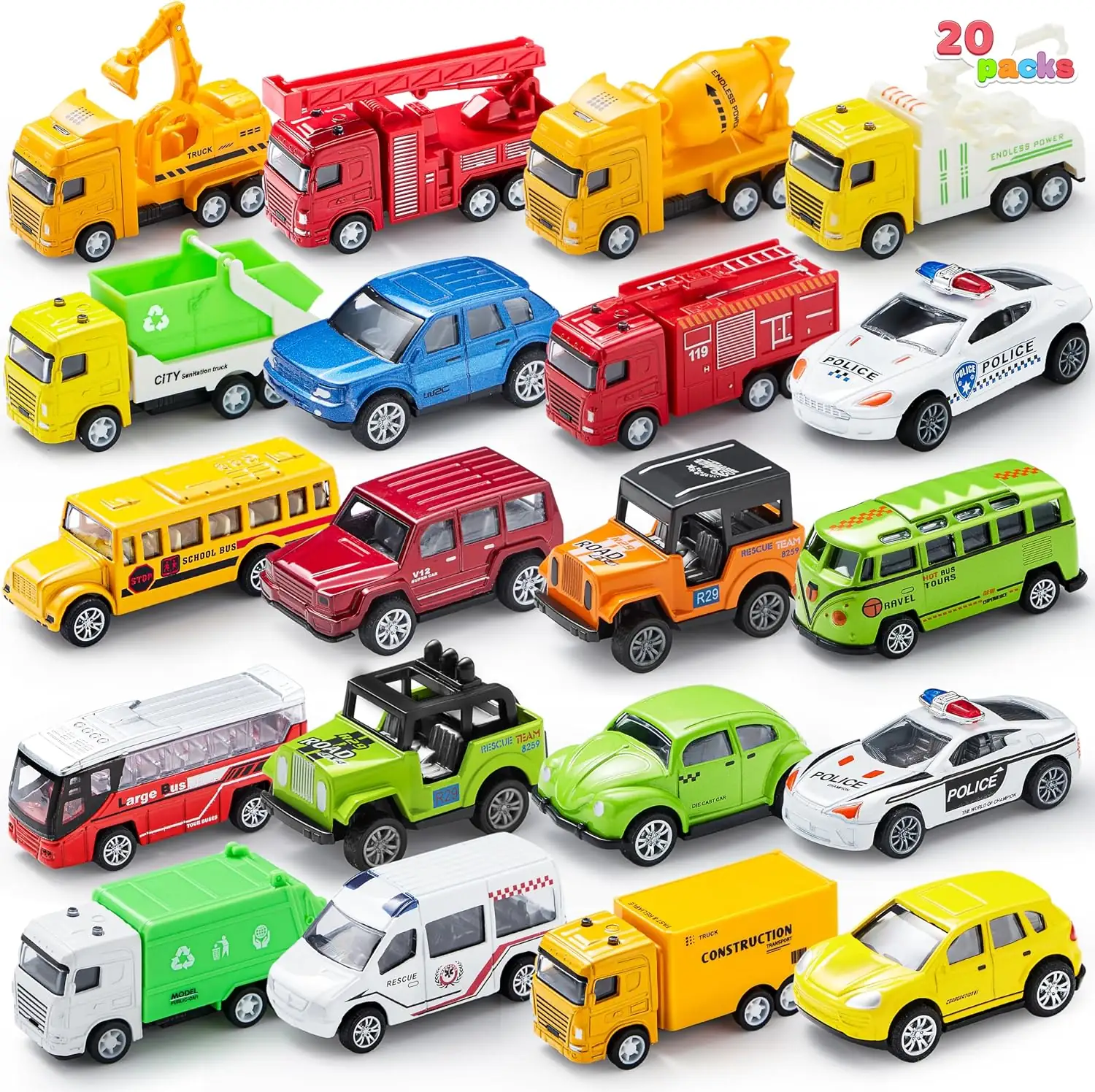 JOYIN 20PCS Die-Cast Pull-Back Cars,… — Photo 1