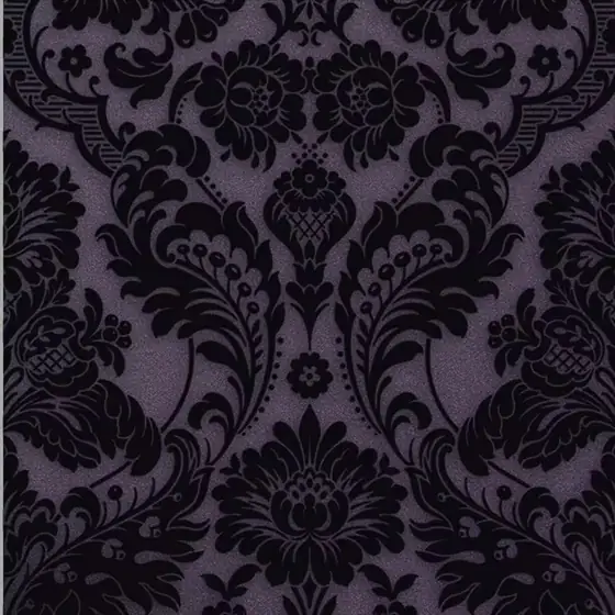 Gothic Damask Flock Plum Removable… — Photo 1