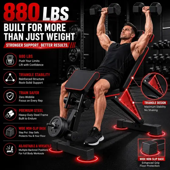 880LBS Adjustable Weight Bench — Photo 2