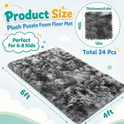 24 Pcs Charcoal Shaggy Fur… — Photo 2