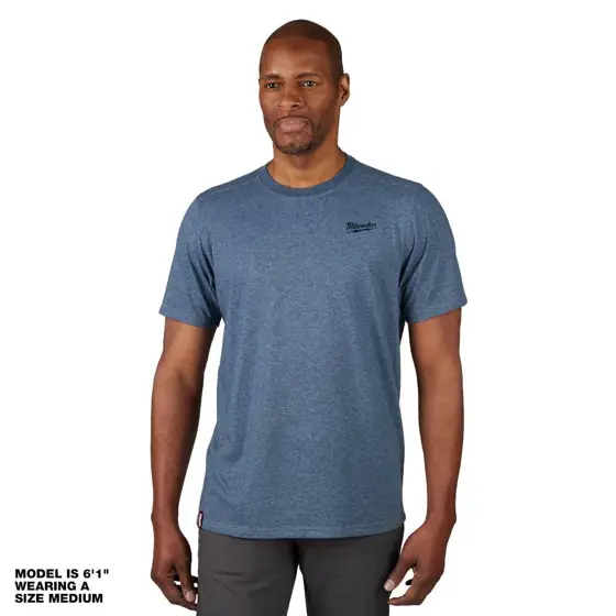 Men's Large Blue Cotton/Polyester Short-Sleeve… — Photo 1