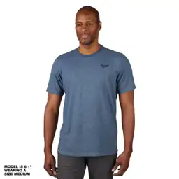 Men's Large Blue Cotton/Polyester Short-Sleeve… — Photo 1