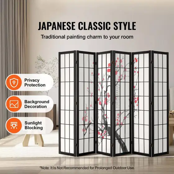 Room Divider, 6-Panel Wooden Folding… — Photo 2