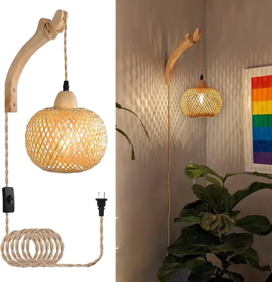 Frideko Bamboo Lantern Plug-in Wall… — Photo 1