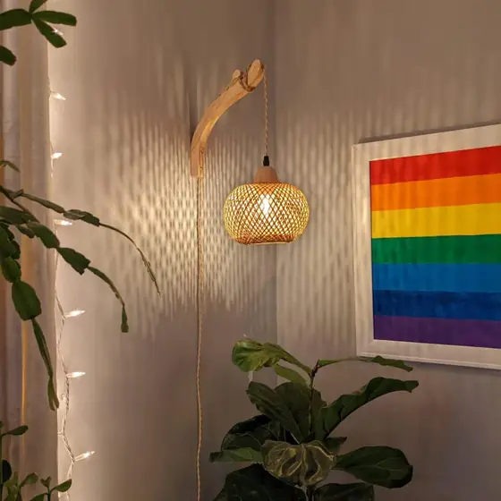 Frideko Bamboo Lantern Plug-in Wall… — Photo 2
