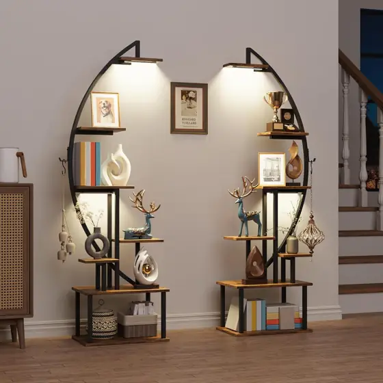 2-Pack Tall Bookshelf with Lights,… — Photo 1