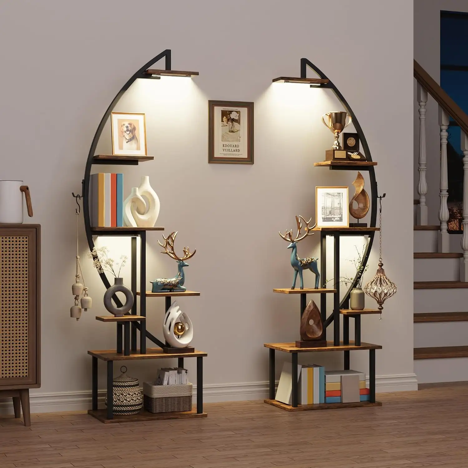2-Pack Tall Bookshelf with Lights,… — Photo 1