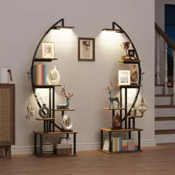 2-Pack Tall Bookshelf with Lights,… — Photo 1