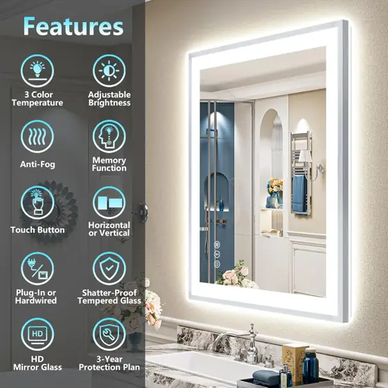 24x32 Inch Brushed Nickel LED… — Photo 2