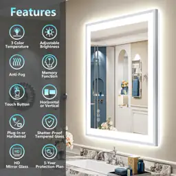 24x32 Inch Brushed Nickel LED… — Photo 2