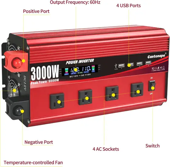 Cantonape 3000W Power Inverter 12V… — Photo 2