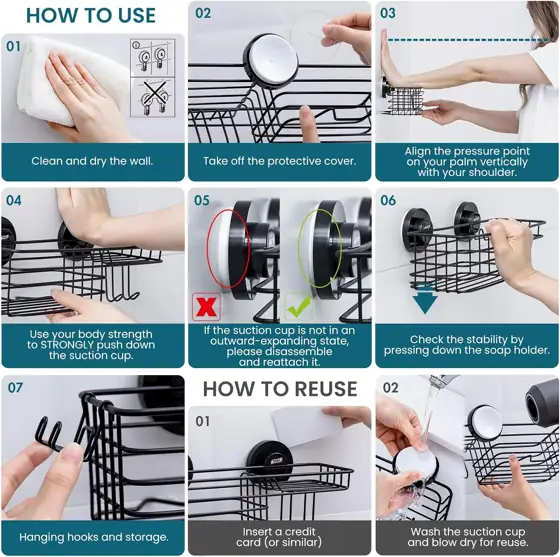 TAILI Shower Caddy Suction Cup… — Photo 2