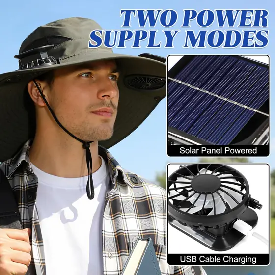 Hat with Fans Solar Power,… — Photo 2