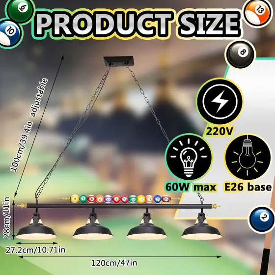 Rossesay Adjustable Pool Table Lights,… — Photo 2