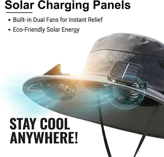 Solar-Powered Fan Hat, 2-in-1 UPF50+… — Photo 2