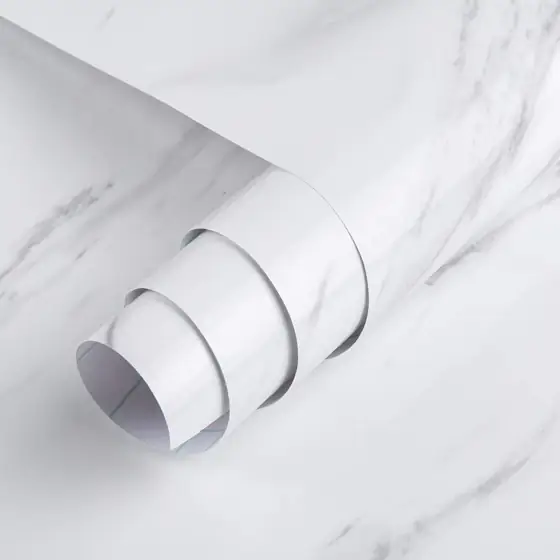 White Marble Wallpaper Glossy Peel… — Photo 1
