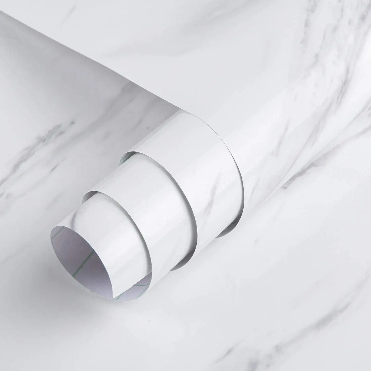 White Marble Wallpaper Glossy Peel… — Photo 1