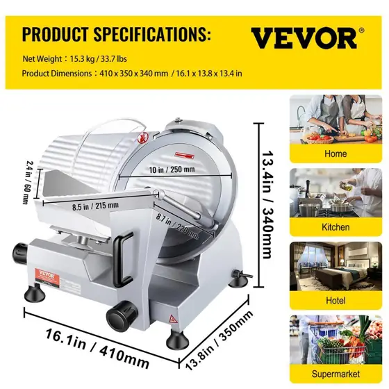 Commercial Meat Slicer, 240W, 10"… — Photo 2
