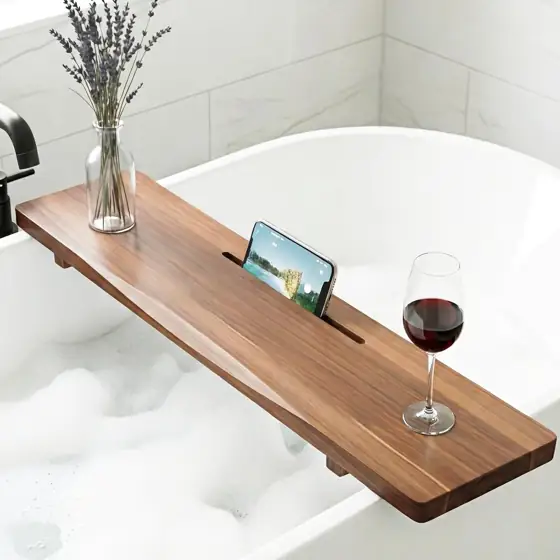 Acacia Wood Bathtub Tray Caddy,… — Photo 1