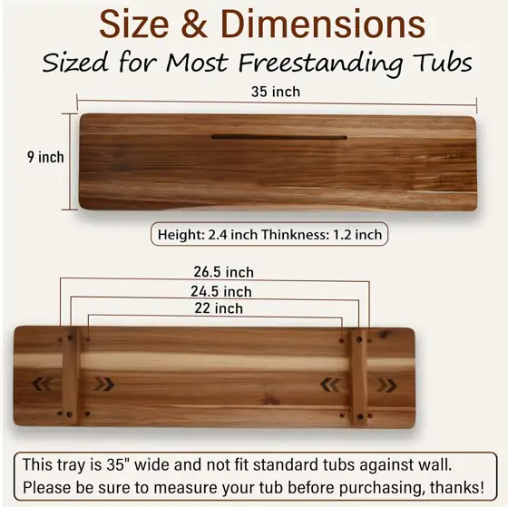 Acacia Wood Bathtub Tray Caddy,… — Photo 2