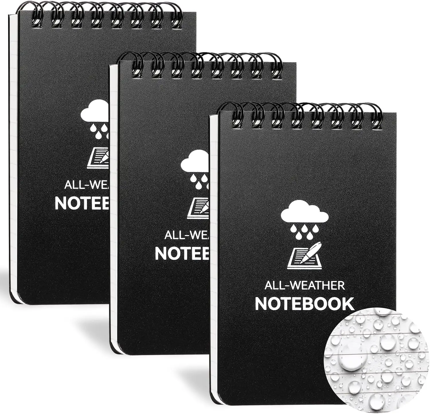 3 Pack Waterproof Notebook, 3… — Photo 1