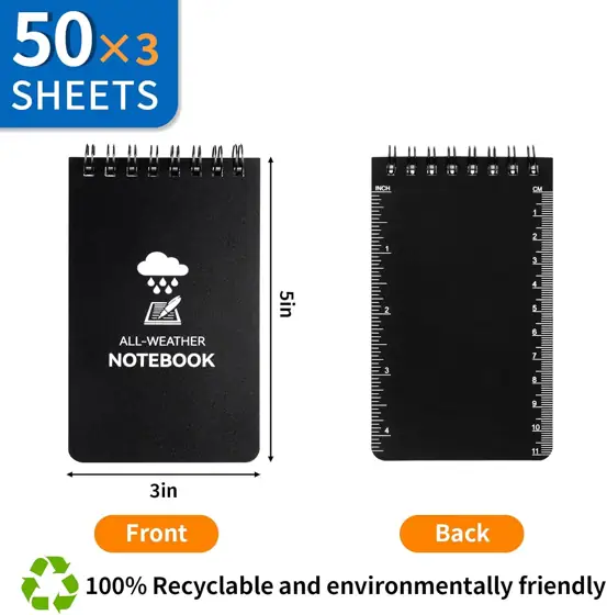 3 Pack Waterproof Notebook, 3… — Photo 2