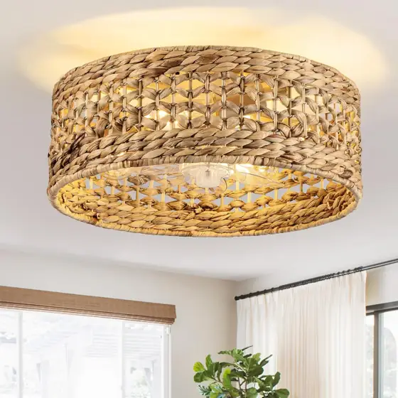 Boho Woven Rattan Fandelier Ceiling… — Photo 1