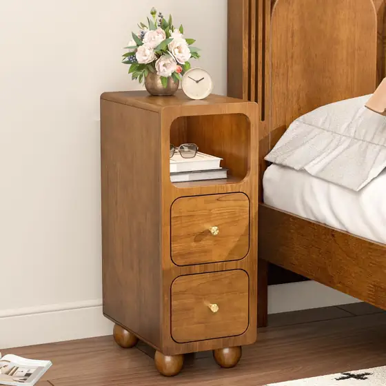 Narrow Nightstand Solid Wood, 2… — Photo 1