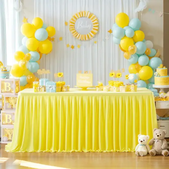 Partisky Yellow Polyester Table Skirt… — Photo 1