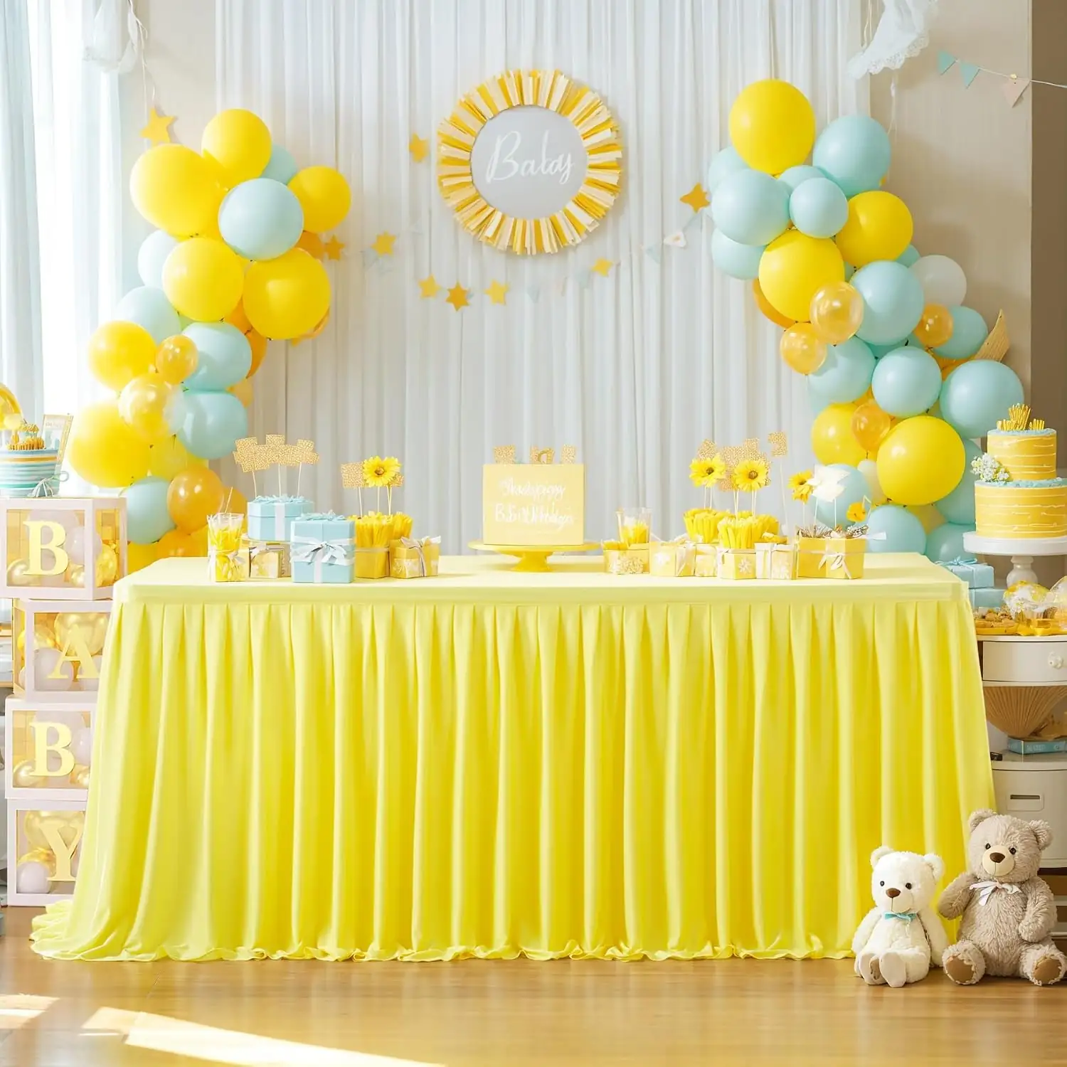 Partisky Yellow Polyester Table Skirt… — Photo 1