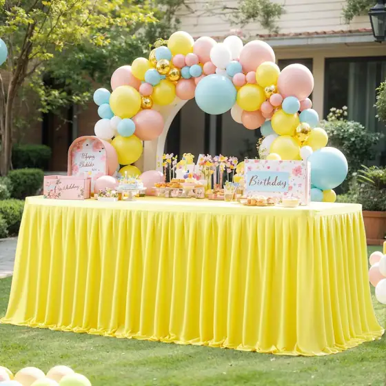 Partisky Yellow Polyester Table Skirt… — Photo 2