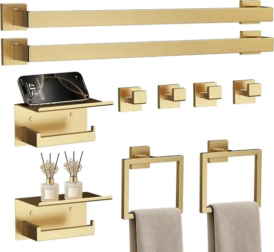 10-Piece 23.6 Inch Brushed Gold… — Photo 1