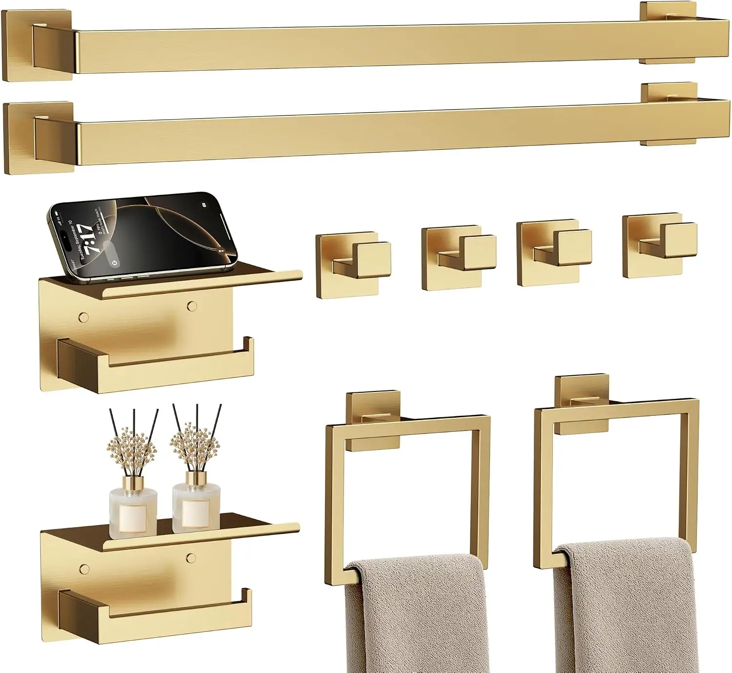 10-Piece 23.6 Inch Brushed Gold… — Photo 1