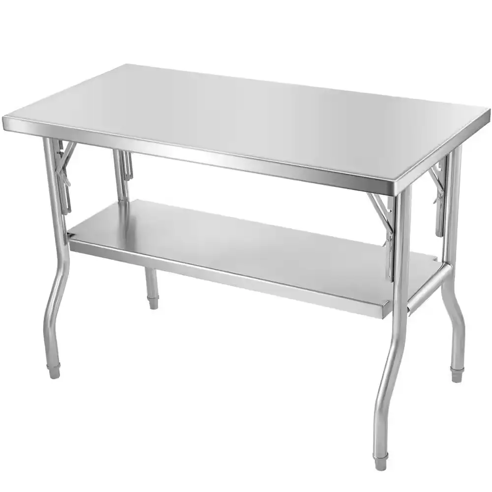 Folding Commercial Prep Table, 48x24 in, Heavy-Duty Stainless Steel ...