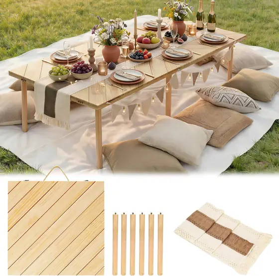 60x30 Folding Picnic Table, Boho… — Photo 1
