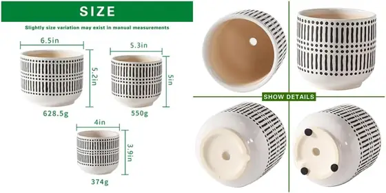 Docrin 3-Pack Ceramic Plant Pots… — Photo 2