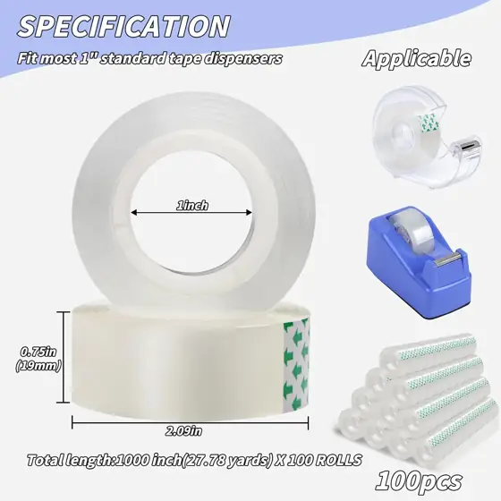 Oleitodh 100 Rolls Transparent Tape… — Photo 2
