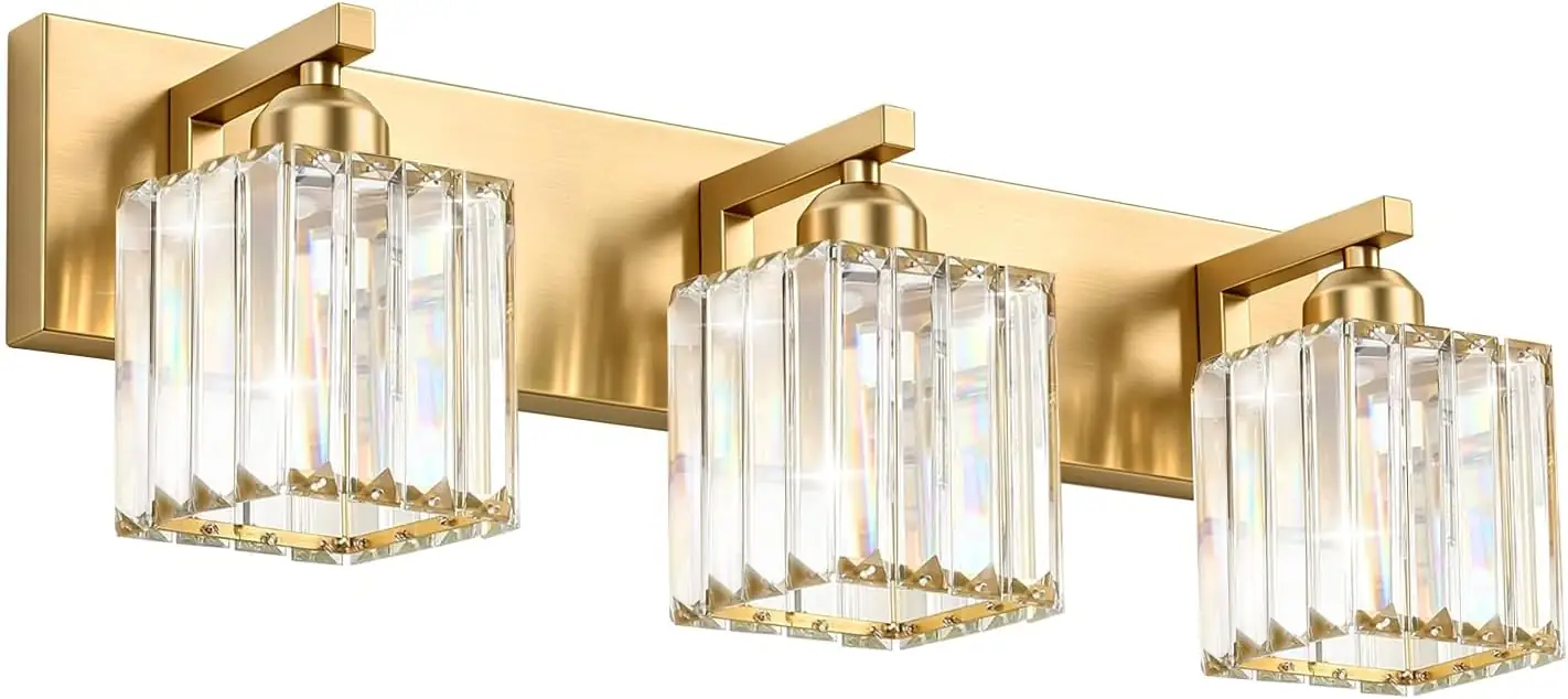 Gold Crystal 3-Light Bathroom Vanity… — Photo 1