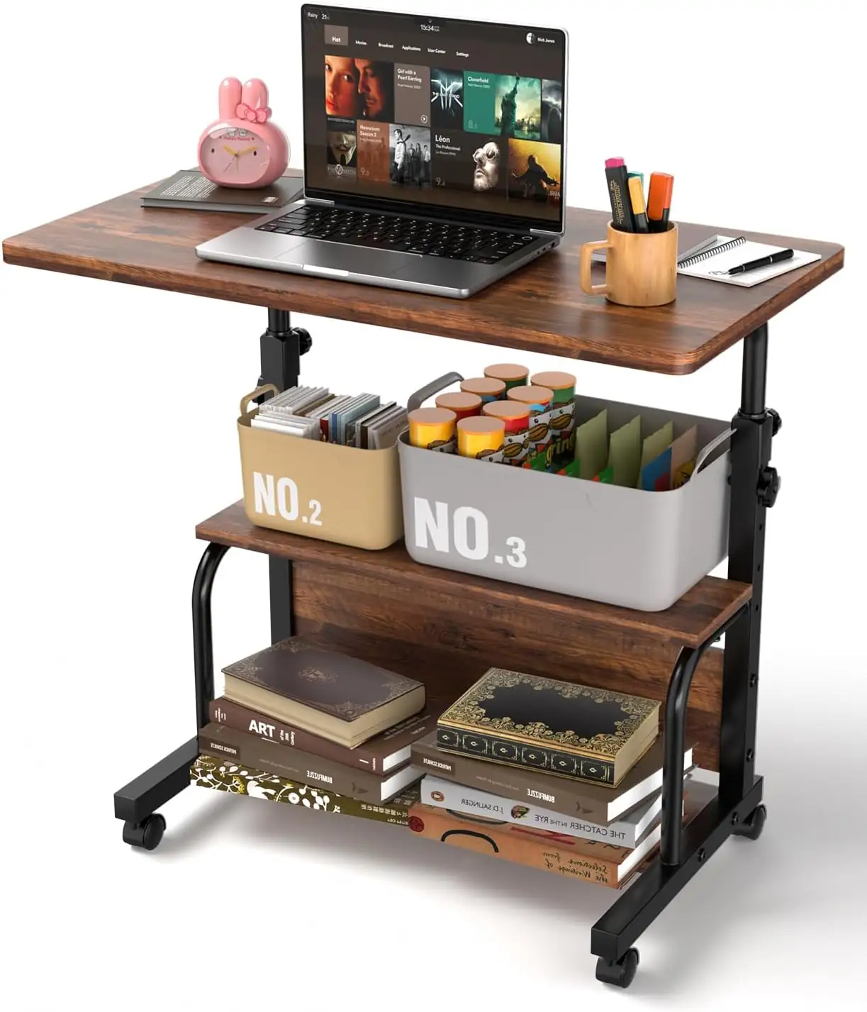 QZMDSM Portable Rolling Desk, Adjustable… — Photo 1