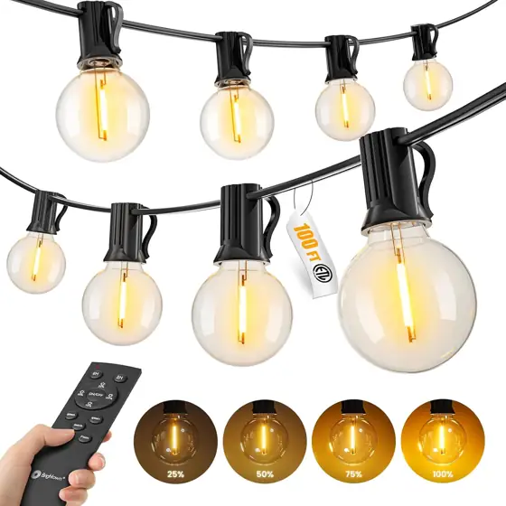 100Ft Outdoor String Lights with… — Photo 1