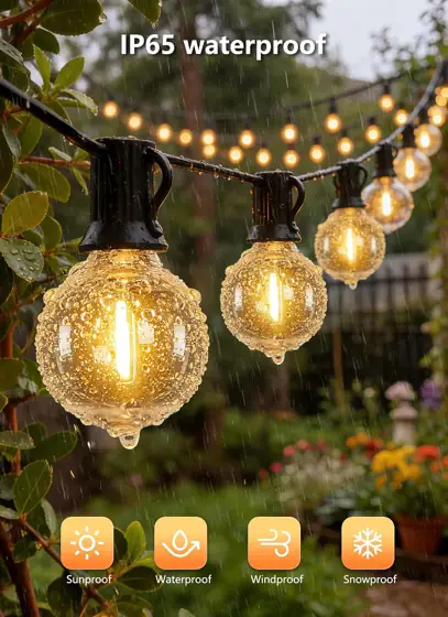 100Ft Outdoor String Lights with… — Photo 2