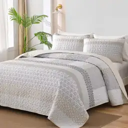 WONGS BEDDING Beige Quilt Set… — Photo 1