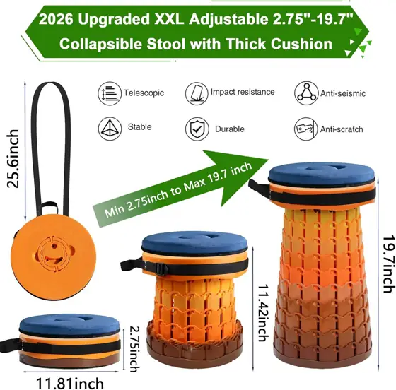 XXL Collapsible Stool with Thick… — Photo 2