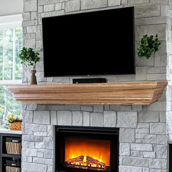 Rustic Fireplace Mantel 60", Solid… — Photo 1
