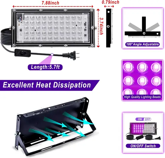 4 Pack 50W Black Lights… — Photo 2