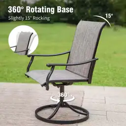 Black Swivel Textilene Metal Patio… — Photo 2