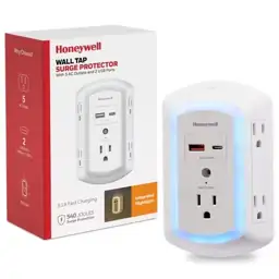 Honeywell 5-Outlet 2-USB LED Night… — Photo 1