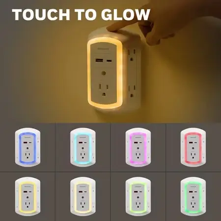 Honeywell 5-Outlet 2-USB LED Night… — Photo 2