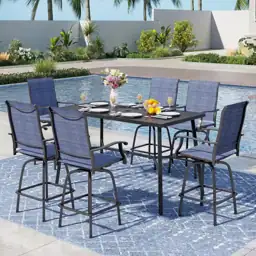 Black 7-Piece Metal Rectangle Outdoor… — Photo 1